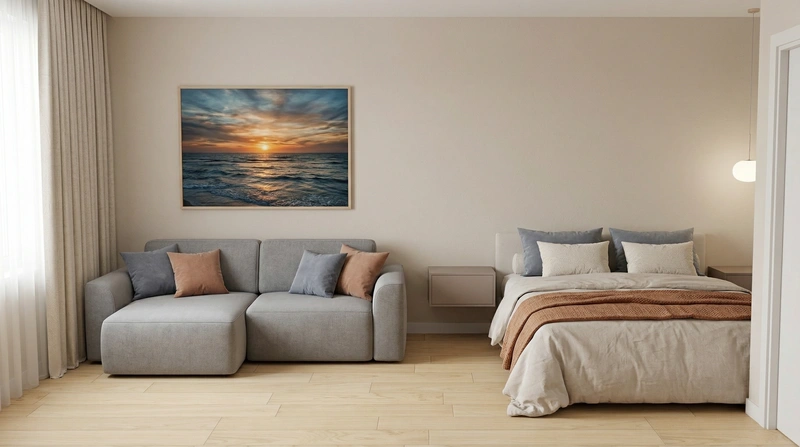 Дизайн интерьера в стиле Минимализм — Гостиная от нейросети RoomGPT