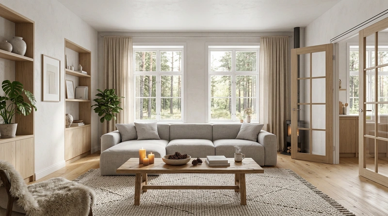 Дизайн интерьера в стиле Хюгге — Гостиная от нейросети RoomGPT