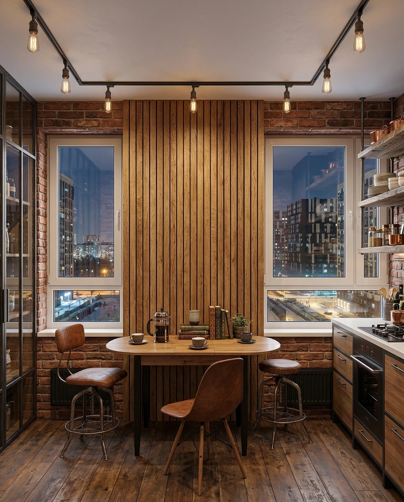 Дизайн интерьера в стиле Лофт — Кухня от нейросети RoomGPT
