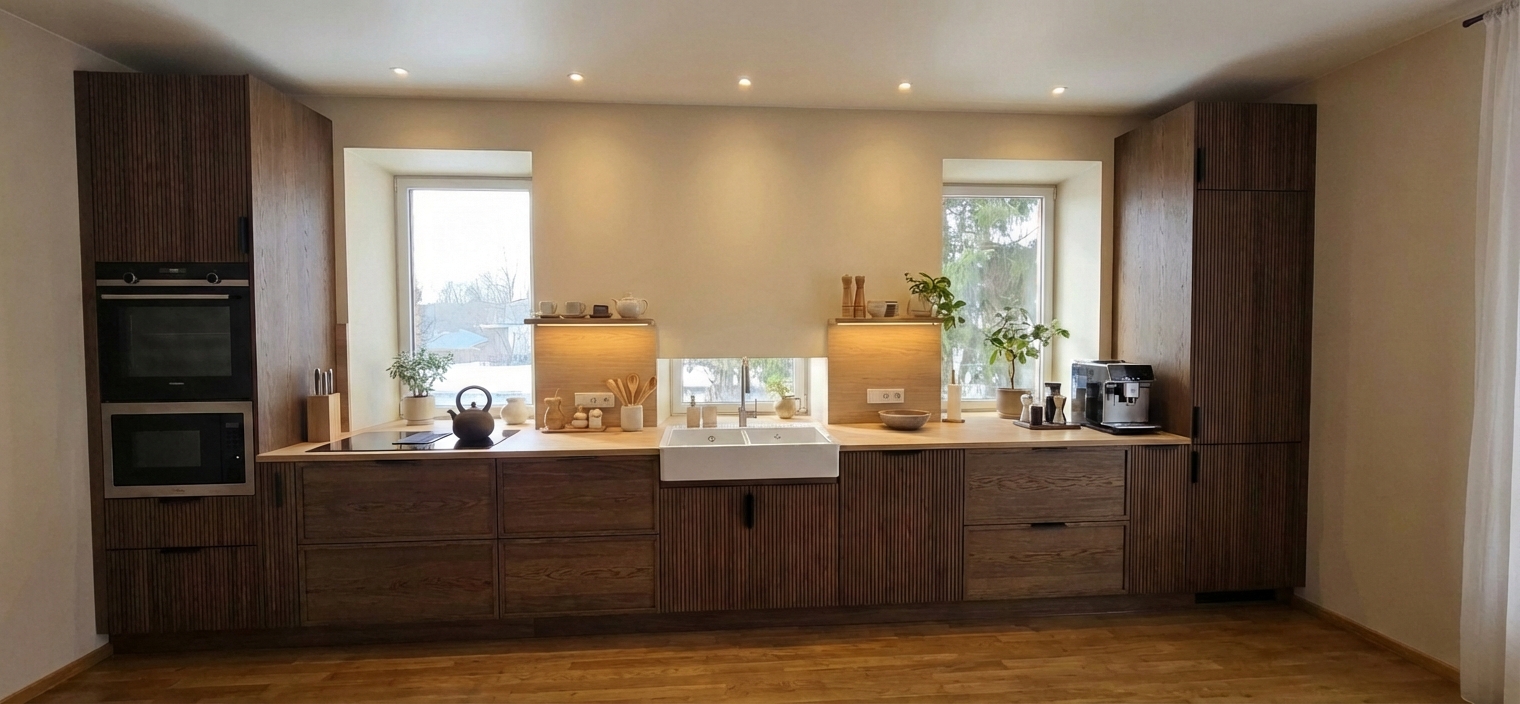 Дизайн кухни в стиле Japandi — фото интерьера от нейросети RoomGPT