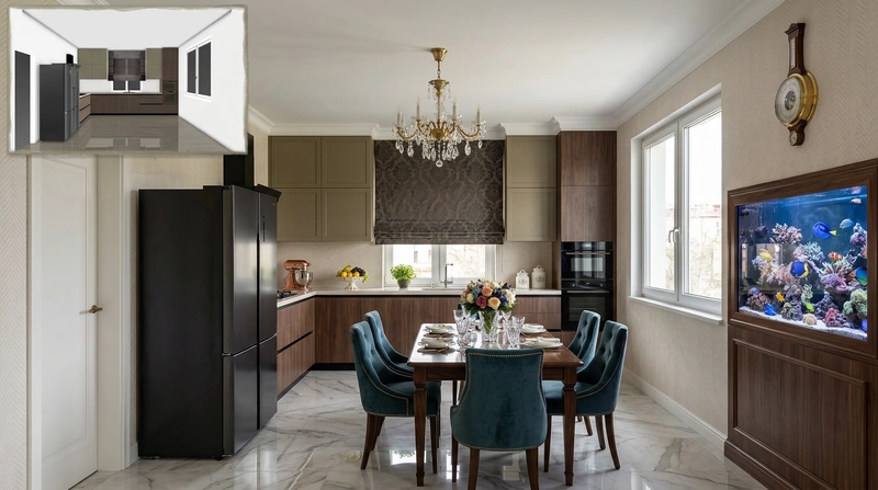 Дизайн интерьера в стиле Классика — Кухня от нейросети RoomGPT
