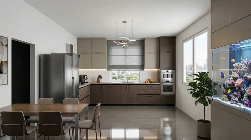 Дизайн интерьера в стиле Контемпорари — Кухня от нейросети RoomGPT