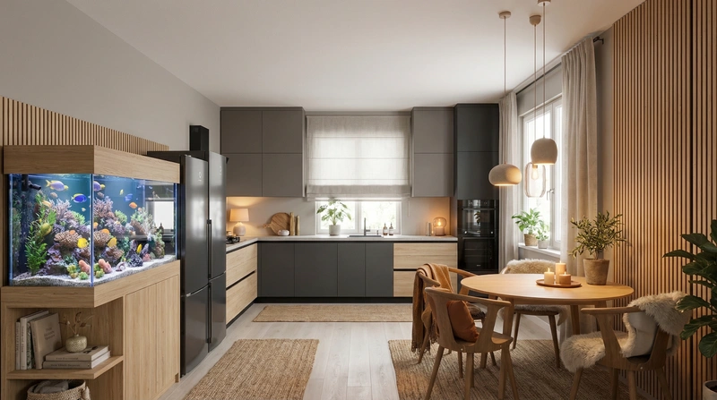 Дизайн интерьера в стиле Хюгге — Кухня от нейросети RoomGPT