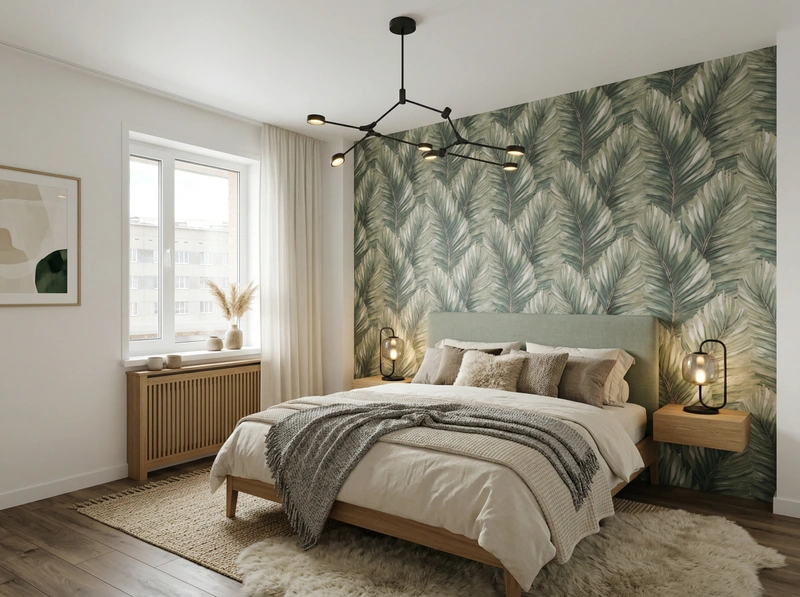 Дизайн спальни в стиле Хюгге — фото интерьера от нейросети RoomGPT