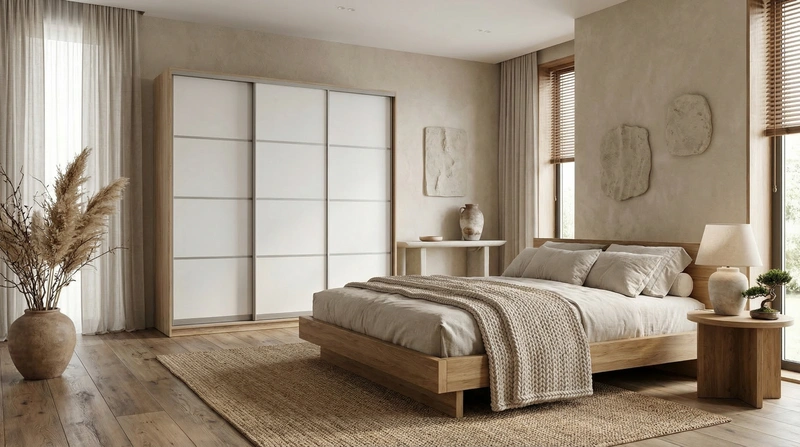 Дизайн спальни в стиле Japandi — фото интерьера от нейросети RoomGPT