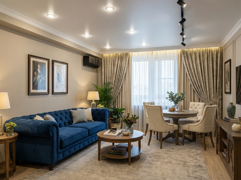 Дизайн интерьера в стиле Классика — Гостиная от нейросети RoomGPT