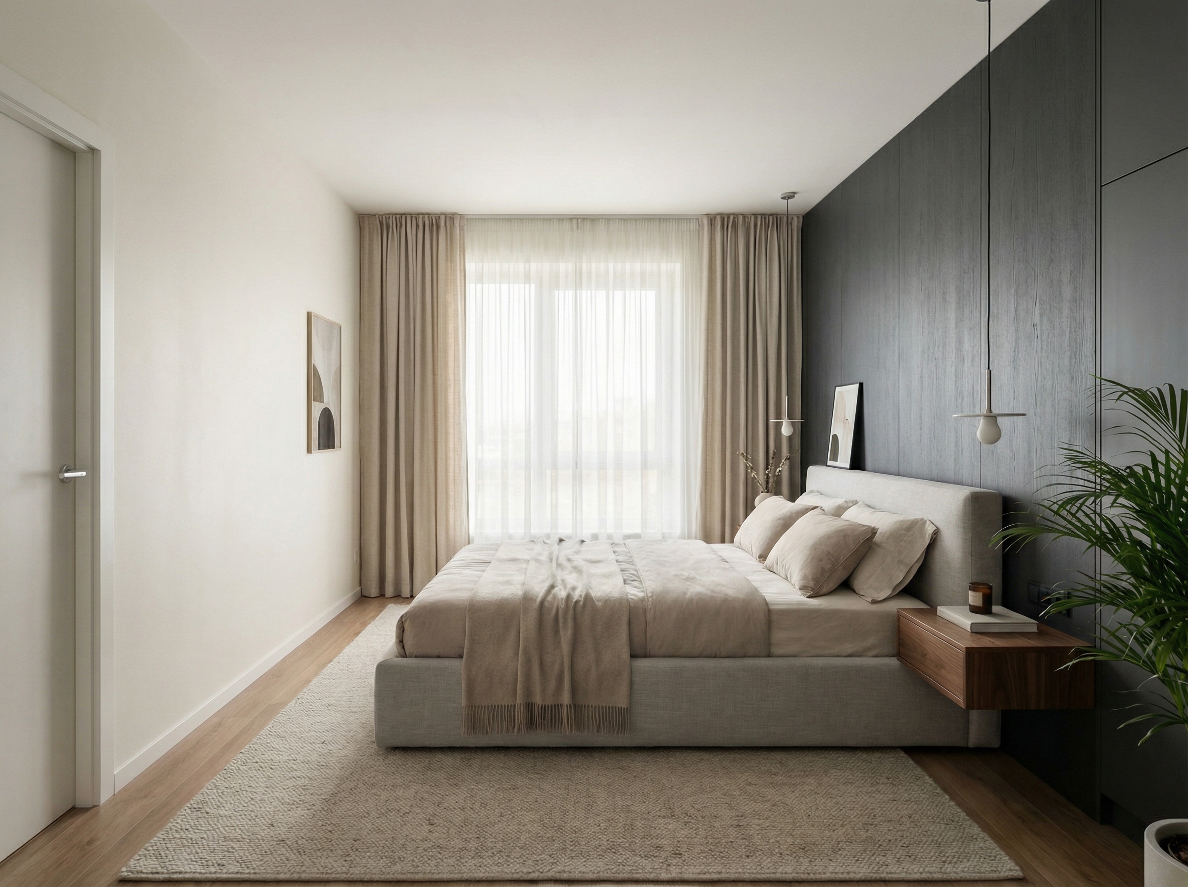 Дизайн спальни в стиле Минимализм — фото интерьера от нейросети RoomGPT
