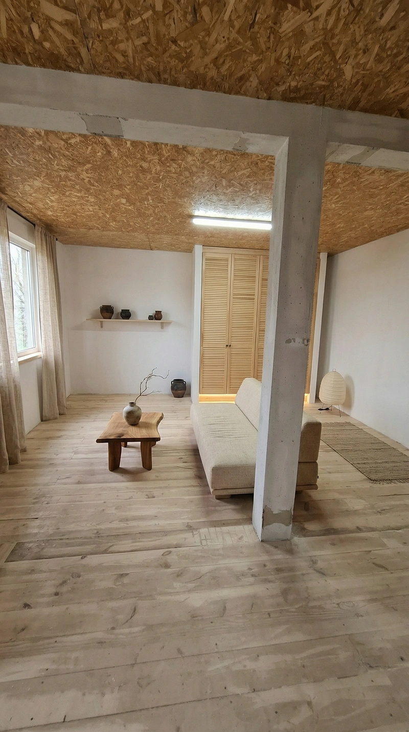 Дизайн гостиной в стиле Japandi — фото интерьера от нейросети RoomGPT