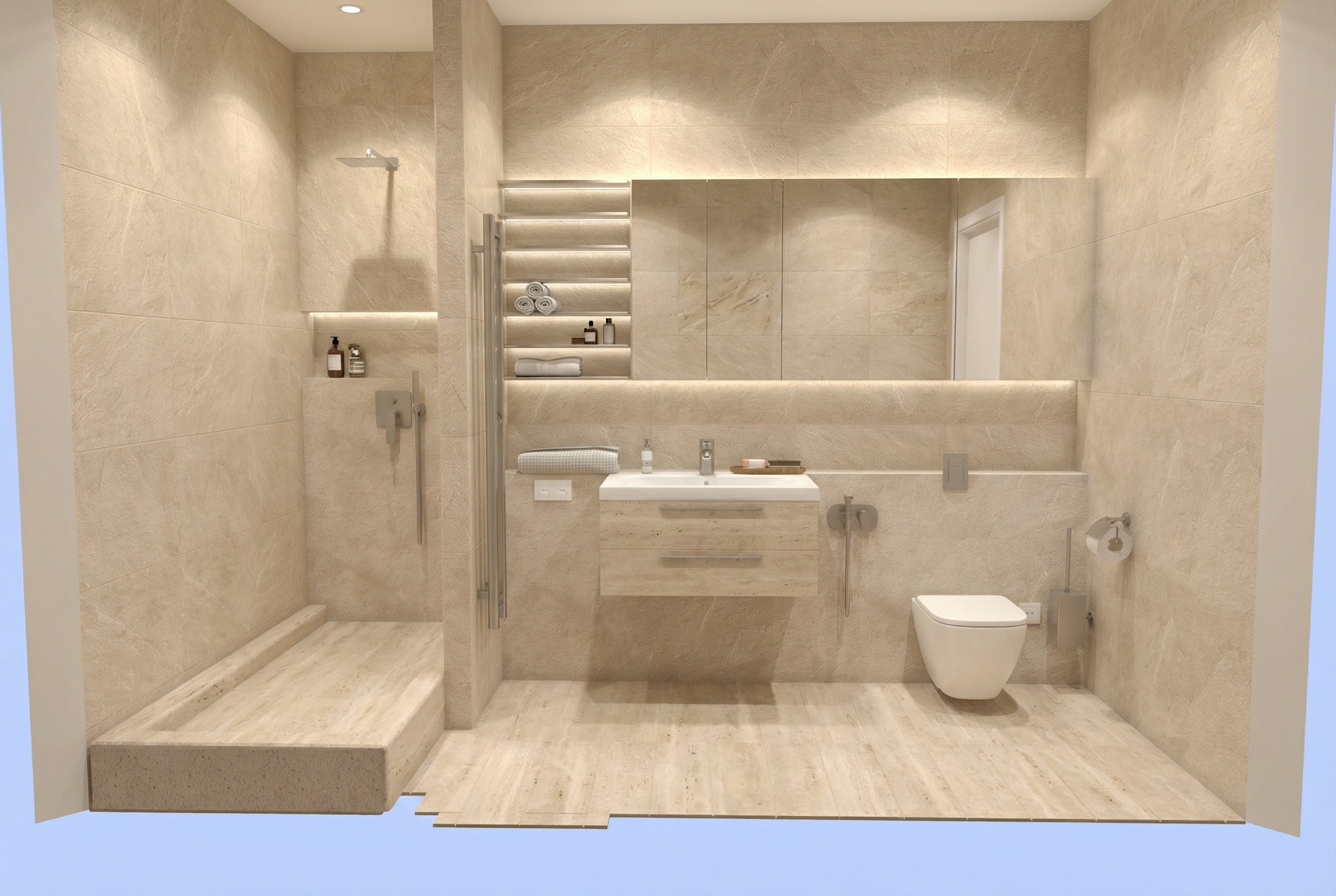 Дизайн ванной в стиле Минимализм — фото интерьера от нейросети RoomGPT