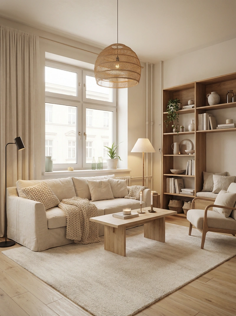 Дизайн интерьера в стиле Хюгге — Гостиная от нейросети RoomGPT