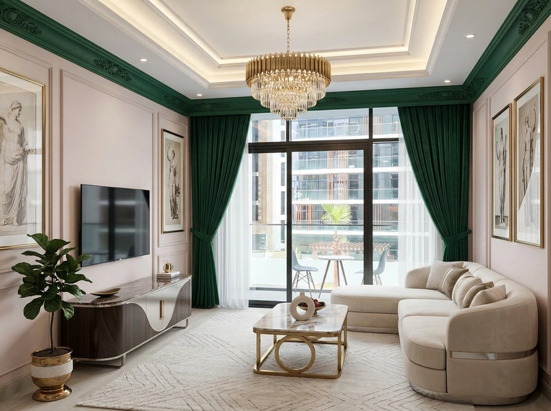 Дизайн интерьера в стиле Неоклассика — Гостиная от нейросети RoomGPT