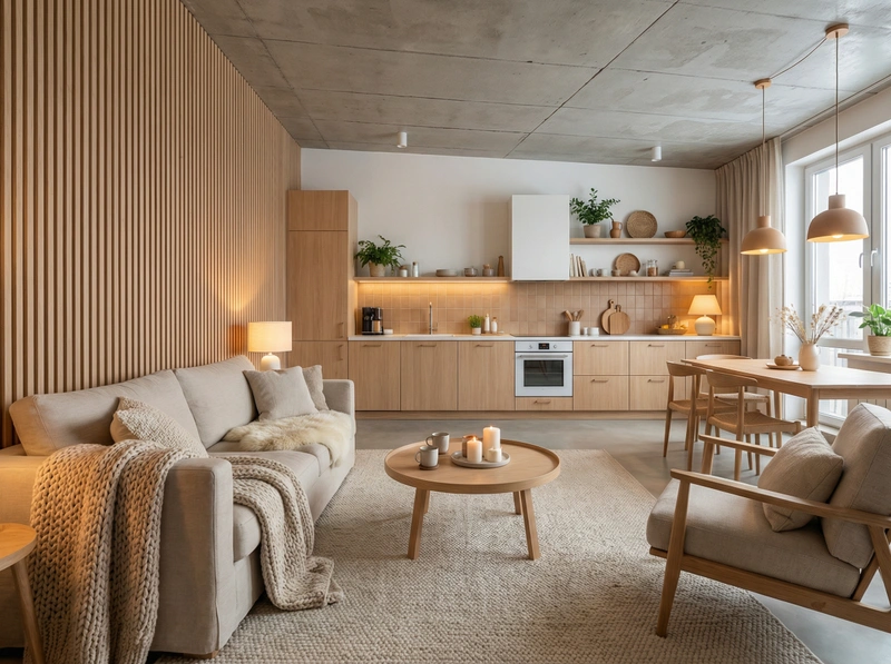 Дизайн интерьера в стиле Хюгге — Кухня от нейросети RoomGPT