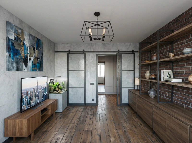 Дизайн гостиной в стиле Лофт — фото интерьера от нейросети RoomGPT