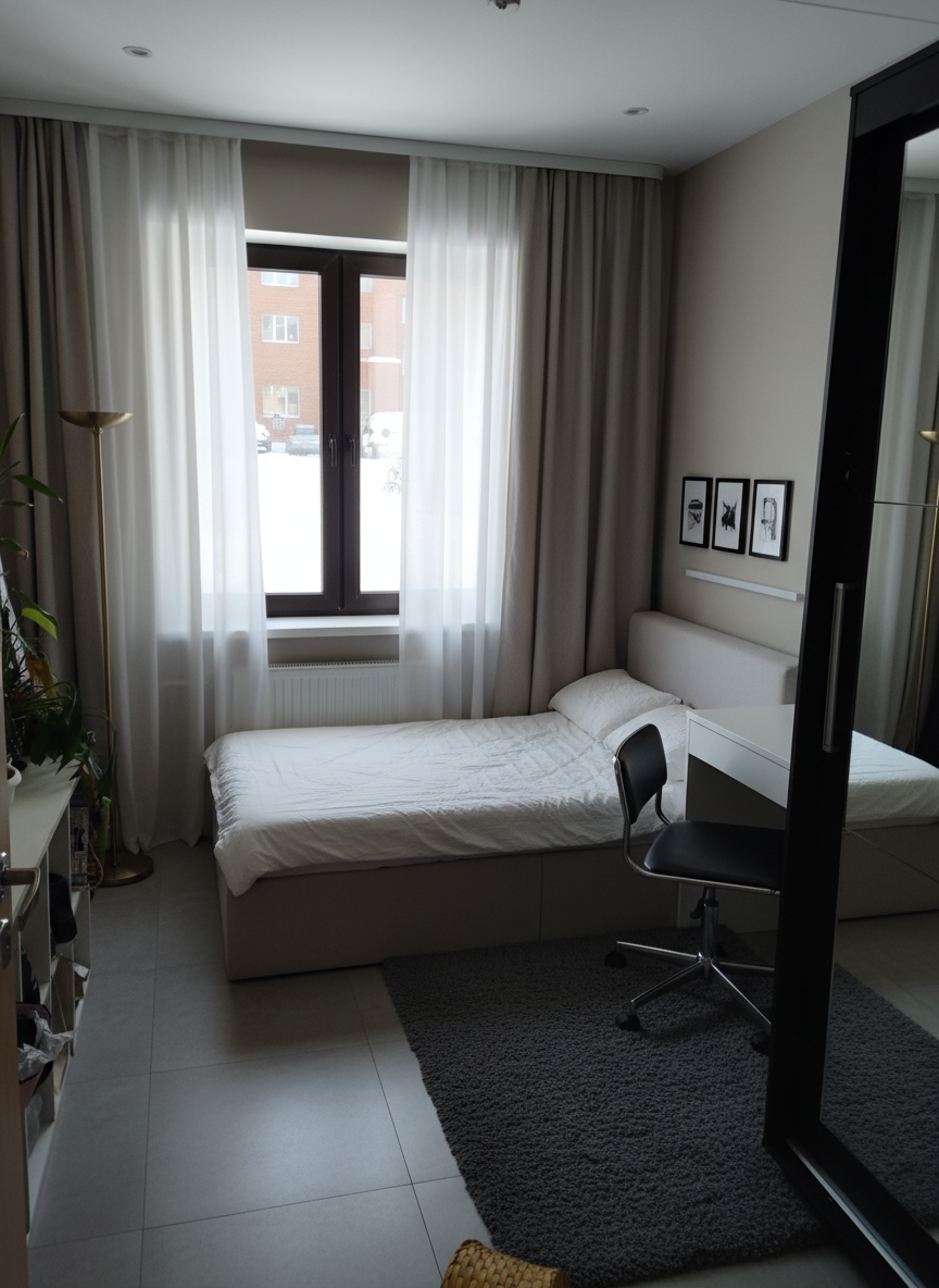 Дизайн спальни в стиле Минимализм — фото интерьера от нейросети RoomGPT