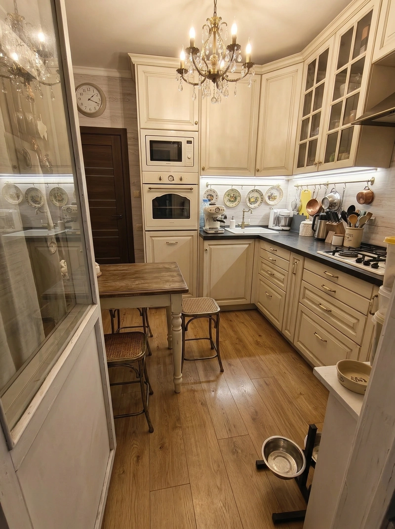 Дизайн кухни в стиле Классика — фото интерьера от нейросети RoomGPT