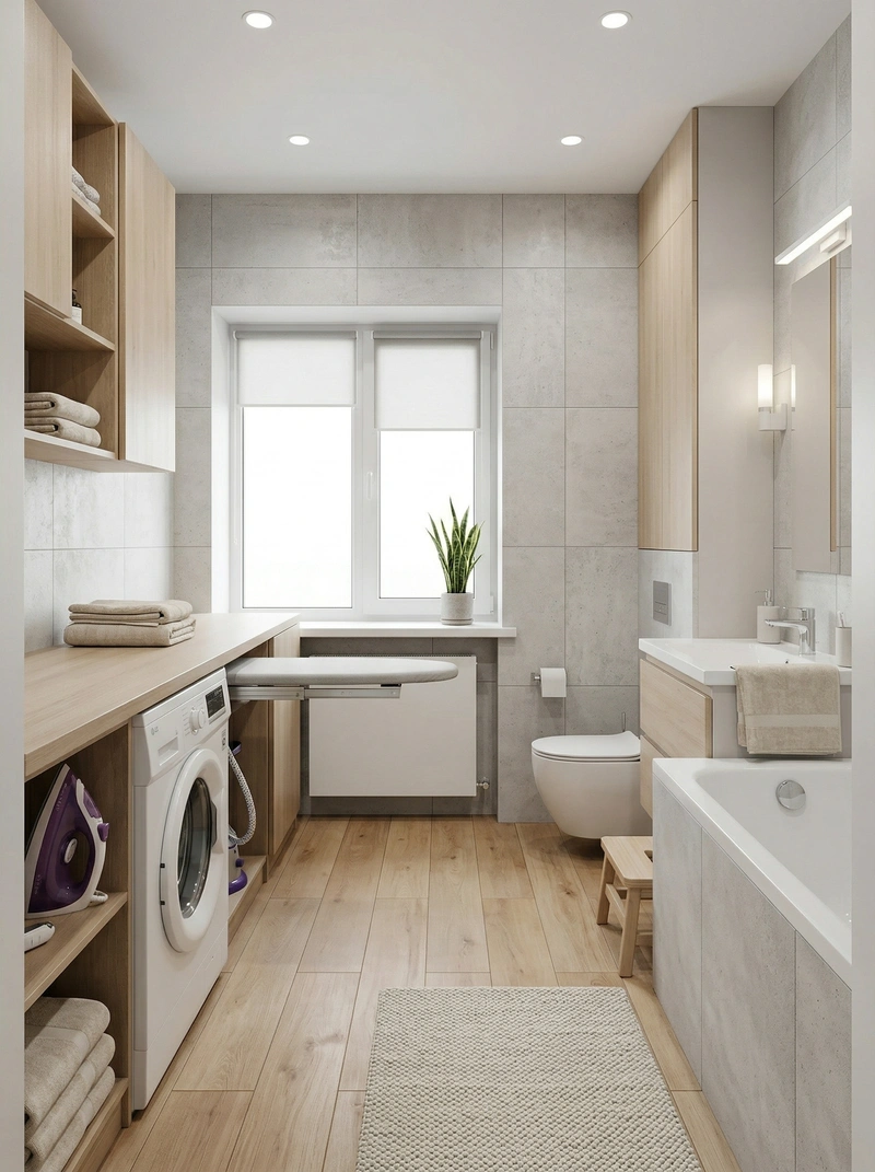 Дизайн ванной в стиле Сканди — фото интерьера от нейросети RoomGPT