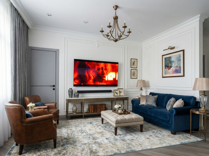 Дизайн интерьера в стиле Классика — Гостиная от нейросети RoomGPT