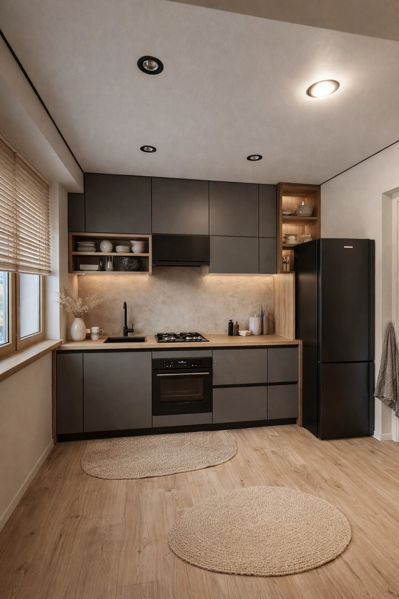 Дизайн кухни в стиле Japandi — фото интерьера от нейросети RoomGPT