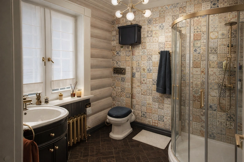 Дизайн интерьера в стиле Эклектика — Ванная от нейросети RoomGPT
