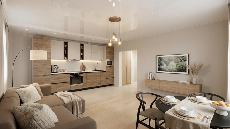 Дизайн гостиной в стиле Хюгге — фото интерьера от нейросети RoomGPT