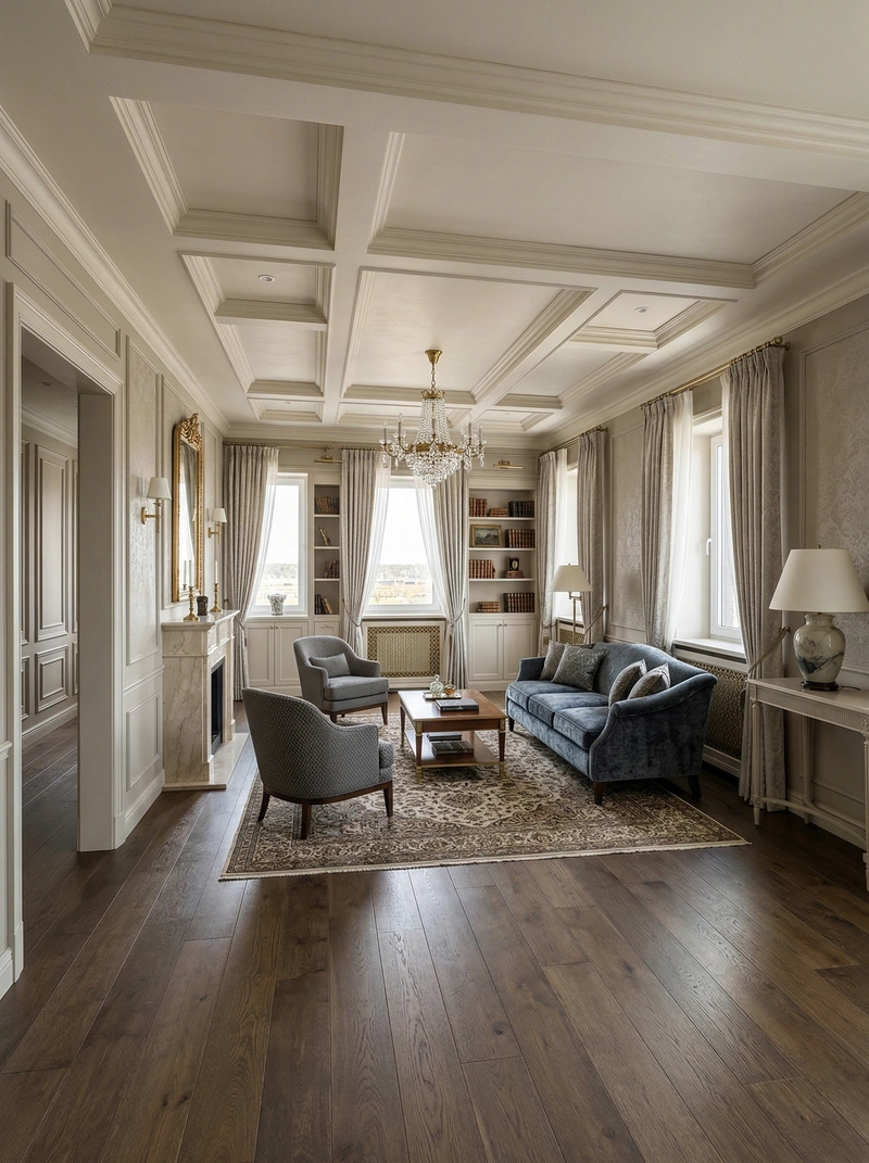 Дизайн гостиной в стиле Классика — фото интерьера от нейросети RoomGPT