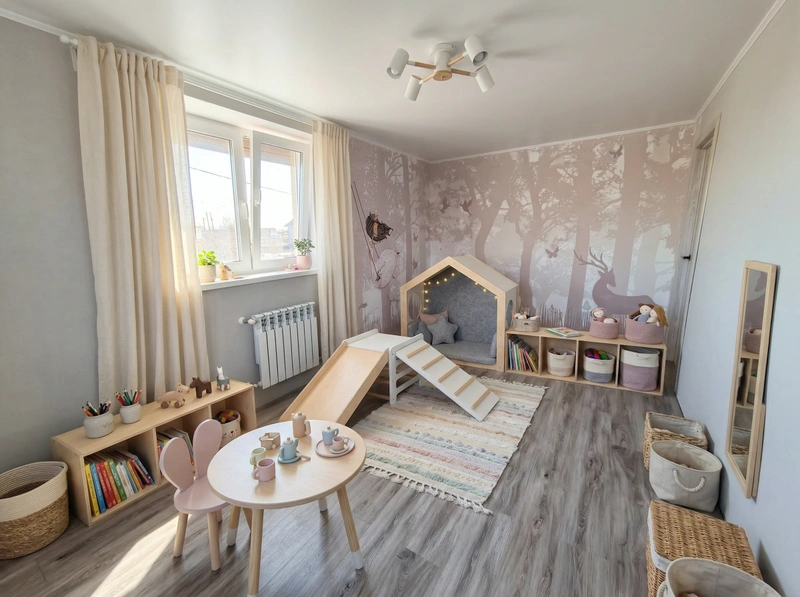 Дизайн детской в стиле Сканди — фото интерьера от нейросети RoomGPT