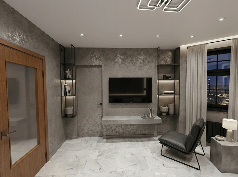 Дизайн гостиной в стиле Лофт — фото интерьера от нейросети RoomGPT