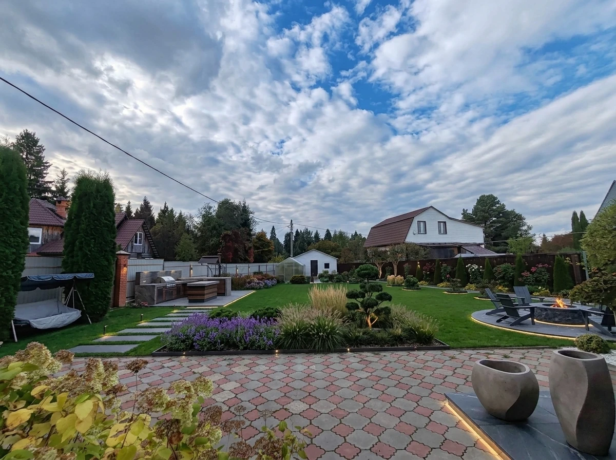 Ландшафтный дизайн в стиле Контемпорари — Участок от нейросети RoomGPT