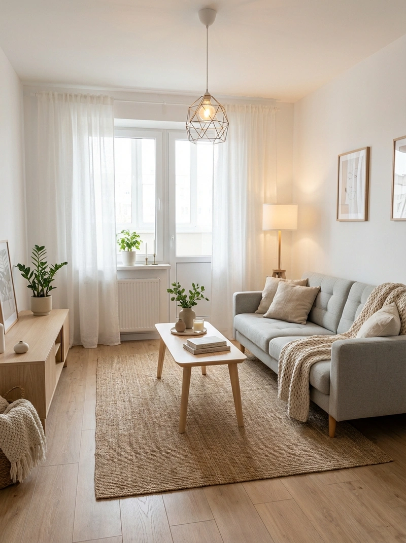 Дизайн интерьера в стиле Хюгге — Гостиная от нейросети RoomGPT