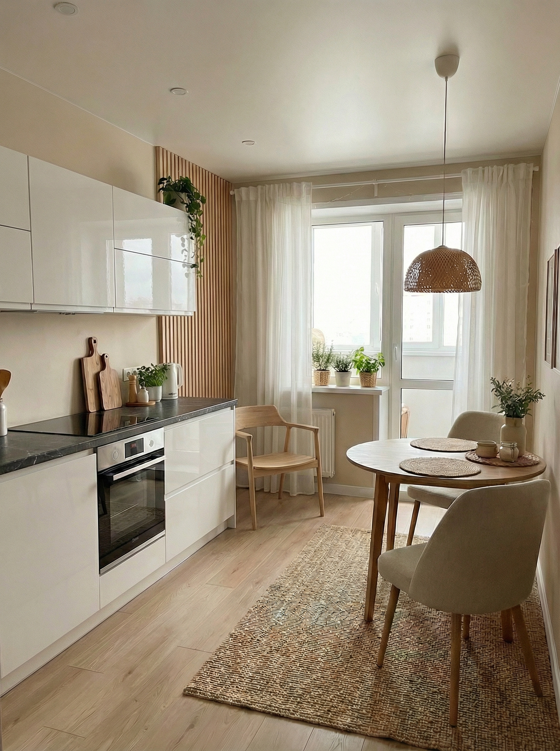 Дизайн кухни в стиле Хюгге — фото интерьера от нейросети RoomGPT