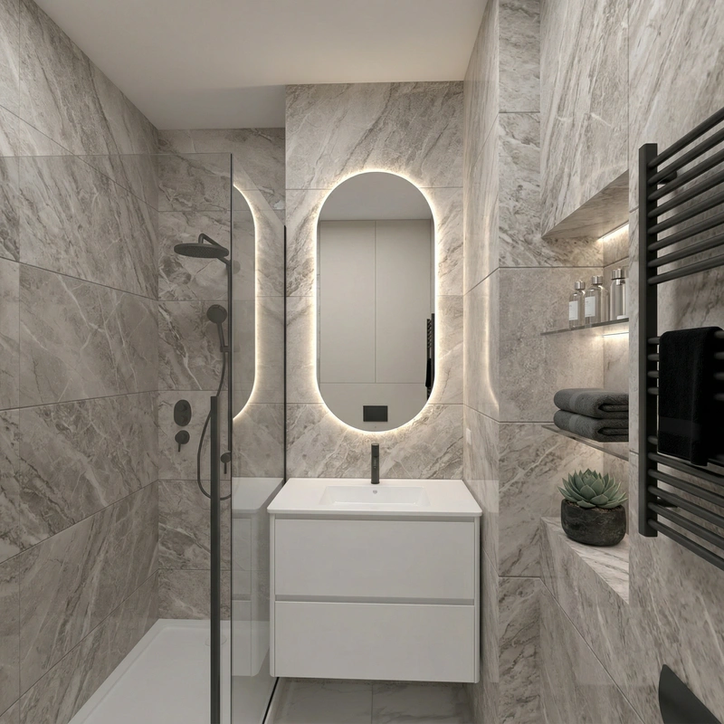 Дизайн ванной в стиле Минимализм — фото интерьера от нейросети RoomGPT