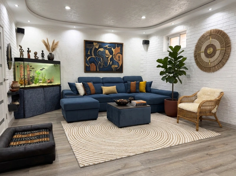 Дизайн гостиной в стиле Контемпорари — фото интерьера от нейросети RoomGPT