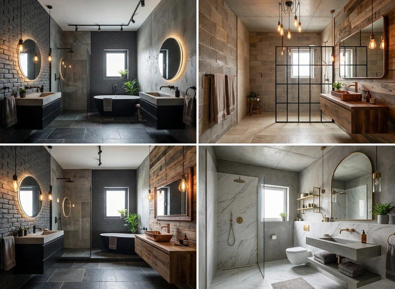 Дизайн интерьера в стиле Лофт — Ванная от нейросети RoomGPT