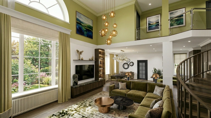 Дизайн гостиной в стиле Британский — фото интерьера от нейросети RoomGPT