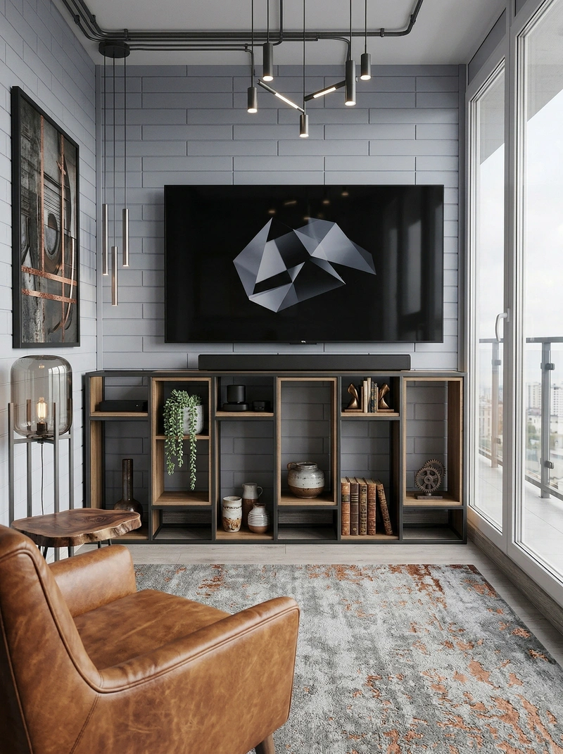 Дизайн гостиной в стиле Лофт — фото интерьера от нейросети RoomGPT