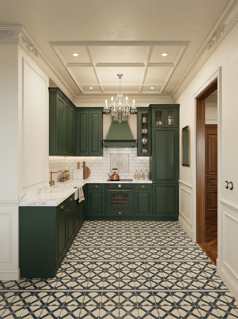 Дизайн кухни в стиле Классика — фото интерьера от нейросети RoomGPT