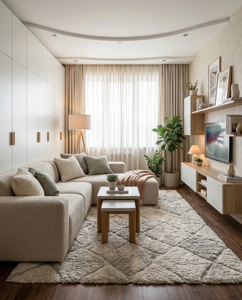 Дизайн гостиной в стиле Сканди — фото интерьера от нейросети RoomGPT