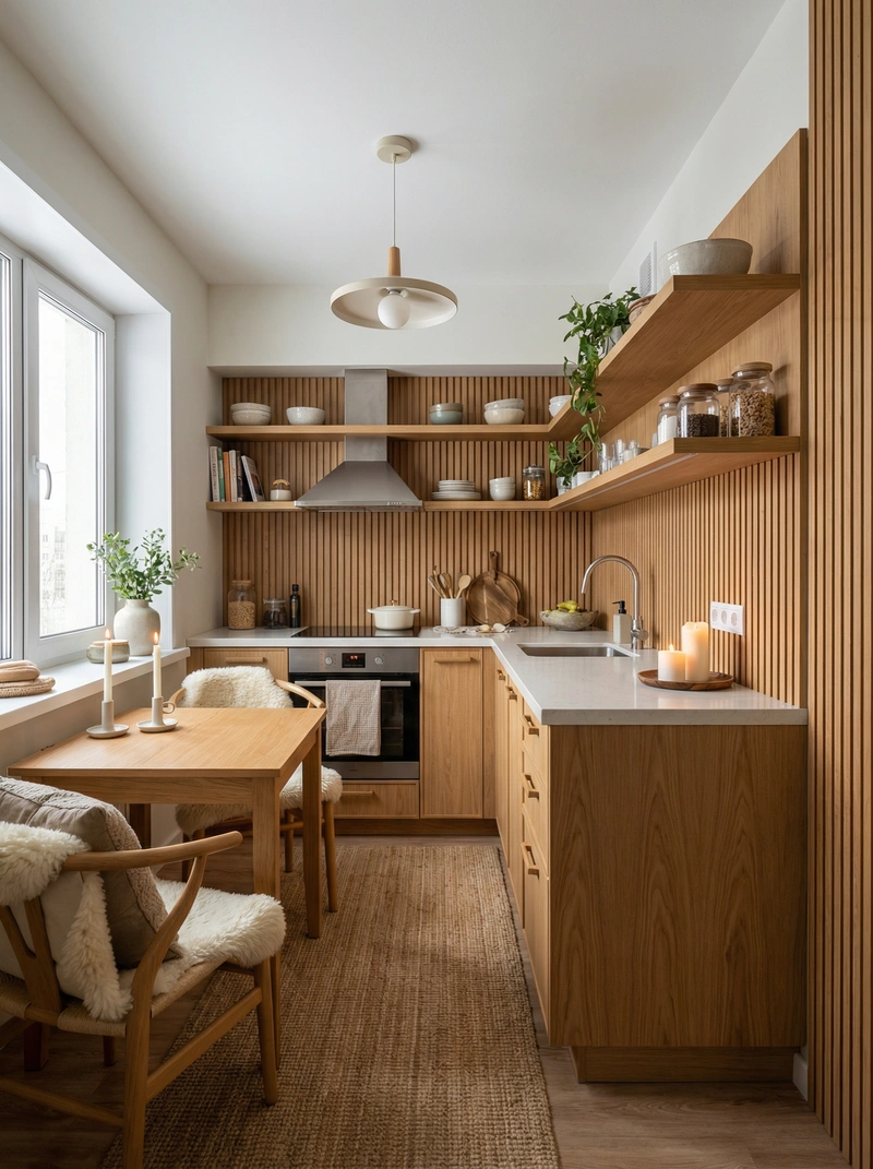 Дизайн интерьера в стиле Хюгге — Кухня от нейросети RoomGPT