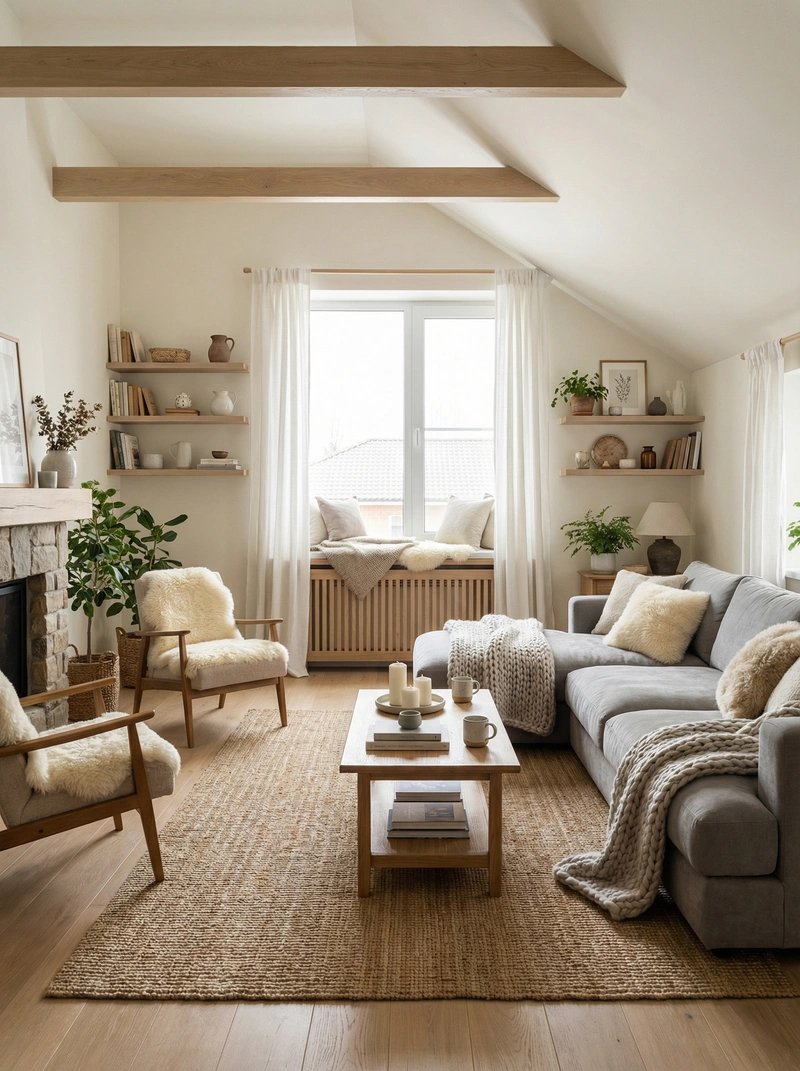 Дизайн интерьера в стиле Хюгге — Гостиная от нейросети RoomGPT