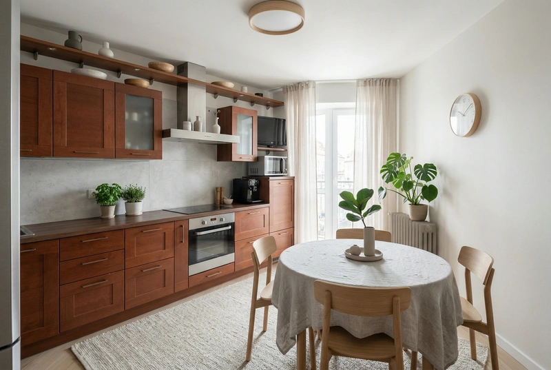 Дизайн кухни в стиле Сканди — фото интерьера от нейросети RoomGPT