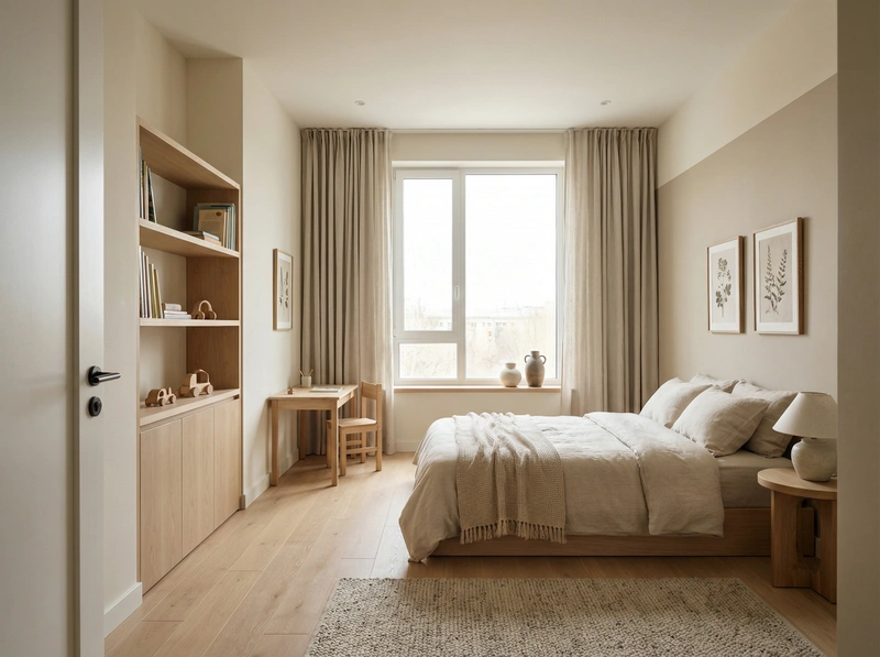 Дизайн детской в стиле Japandi — фото интерьера от нейросети RoomGPT