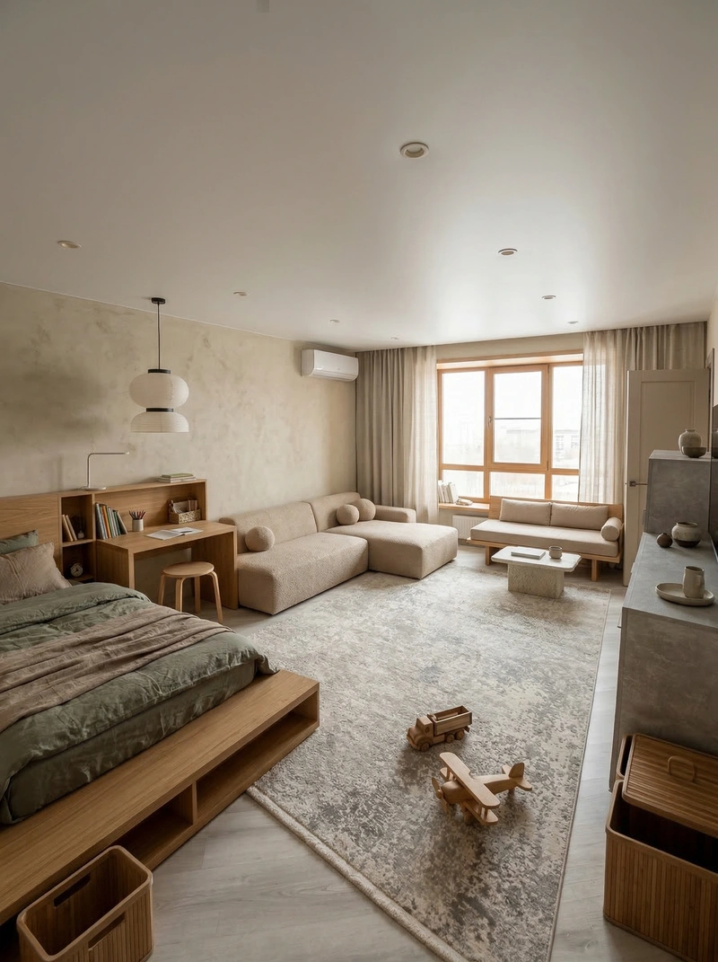 Дизайн детской в стиле Japandi — фото интерьера от нейросети RoomGPT