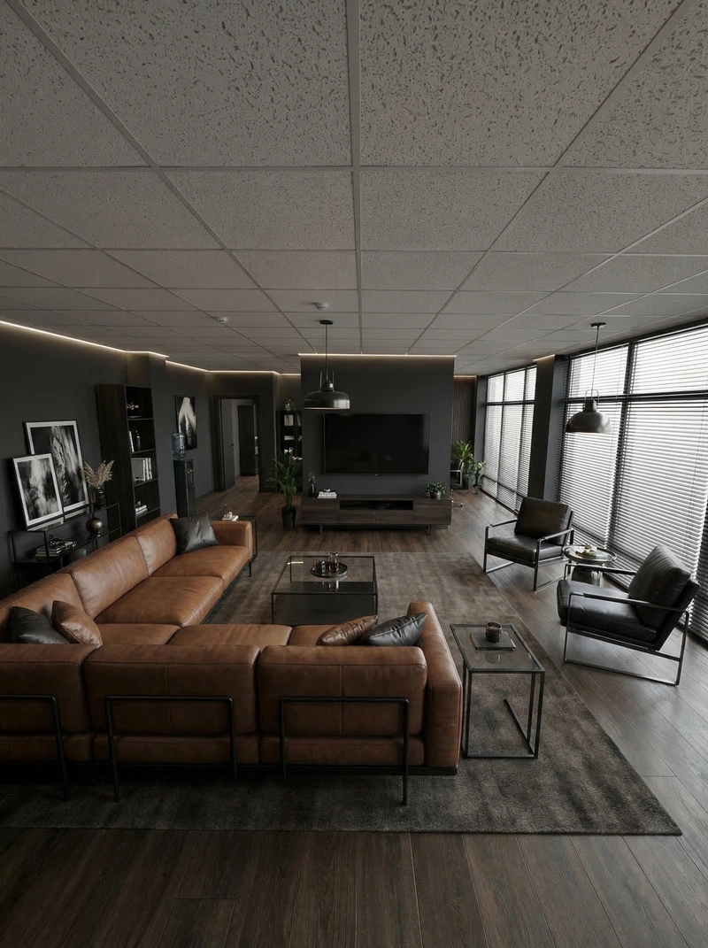 Дизайн гостиной в стиле Блэктэк — фото интерьера от нейросети RoomGPT