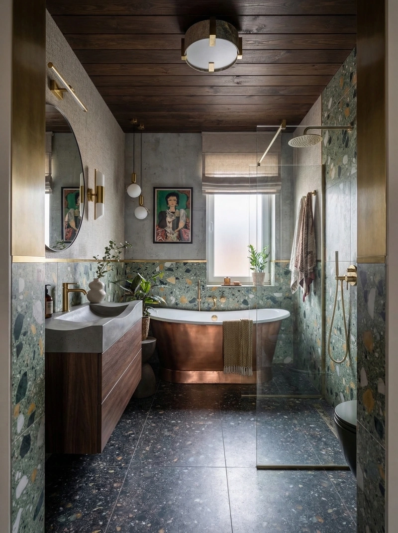 Дизайн ванной в стиле Эклектика — фото интерьера от нейросети RoomGPT