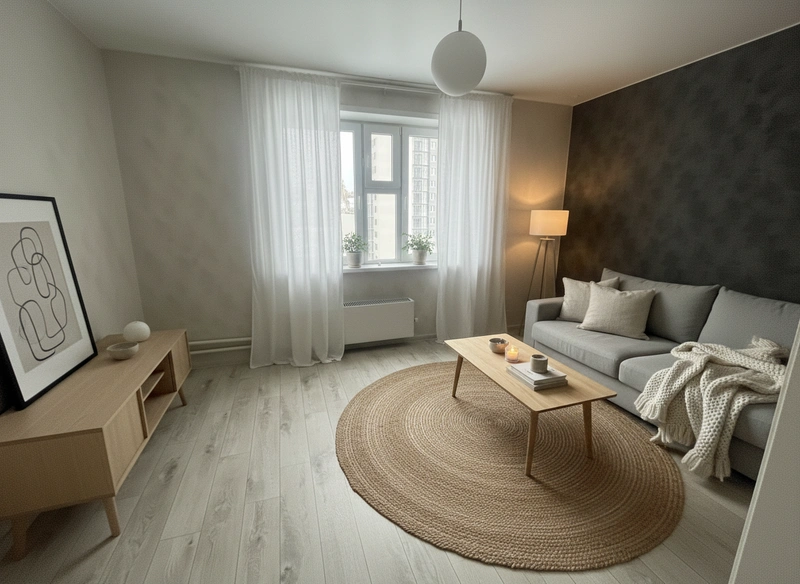 Дизайн интерьера в стиле Хюгге — Гостиная от нейросети RoomGPT