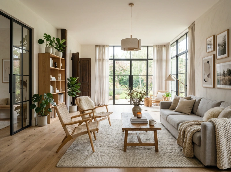 Дизайн интерьера в стиле Хюгге — Гостиная от нейросети RoomGPT