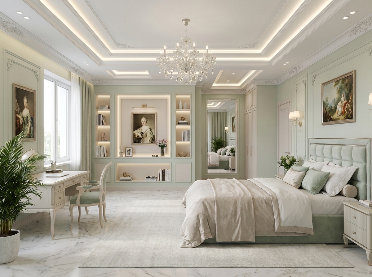 Дизайн спальни в стиле Классика — фото интерьера от нейросети RoomGPT