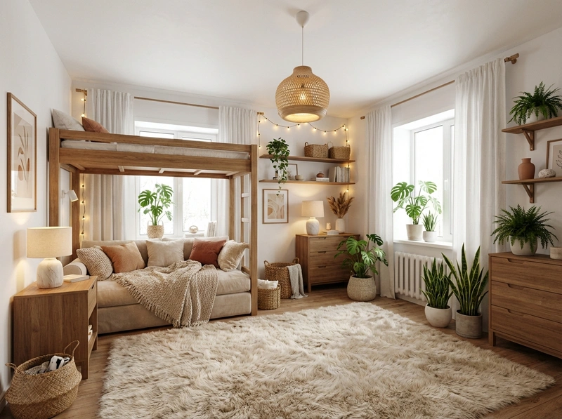 Дизайн интерьера в стиле Хюгге — Спальня от нейросети RoomGPT