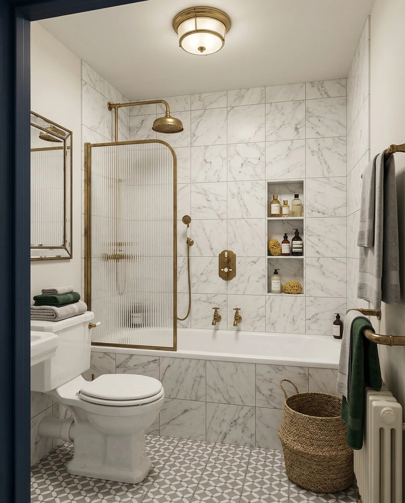 Дизайн ванной в стиле Классика — фото интерьера от нейросети RoomGPT
