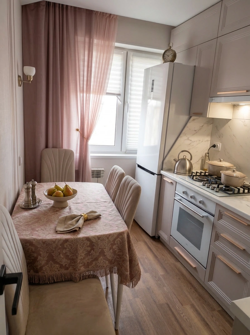 Дизайн кухни в стиле Классика — фото интерьера от нейросети RoomGPT